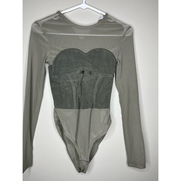 Zara White Label Combination Knit Corset Sweater Mesh Style Blogger Fav Bodysuit - Picture 5 of 8